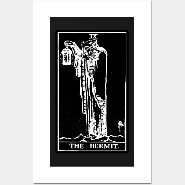 IX. The Hermit Tarot Card | Obsidian and Pearl Wall Art by wildtribe